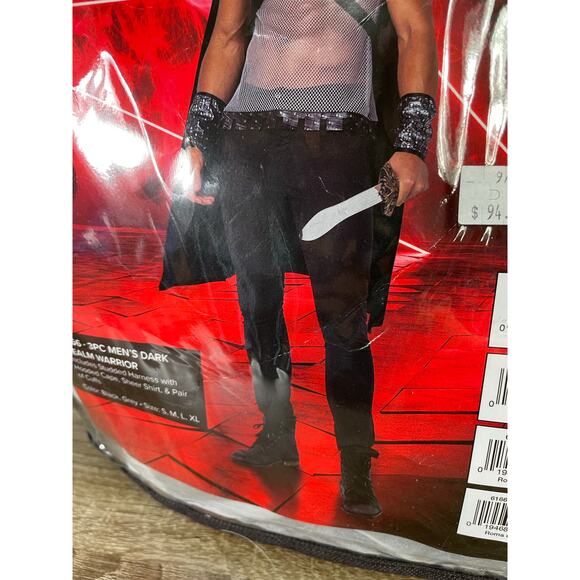 ROMA Men’s Warrior Costume 6166 Small Black Grey Mesh Dark Realm Warrior - Picture 4 of 15